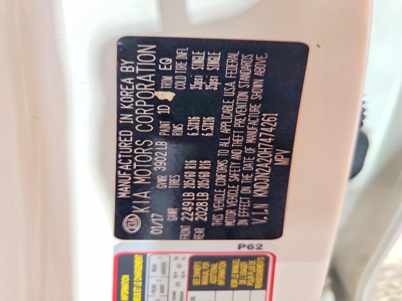 2017 Kia Soul მანქანა იყიდება აუქციონზე, vin: KNDJN2A20H7474261, აუქციონის ნომერი: 56333956