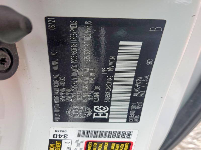 Продажа на аукционе авто 2021 Toyota Sienna, vin: 5TDGSKFC3MS031042, номер лота: 56127456