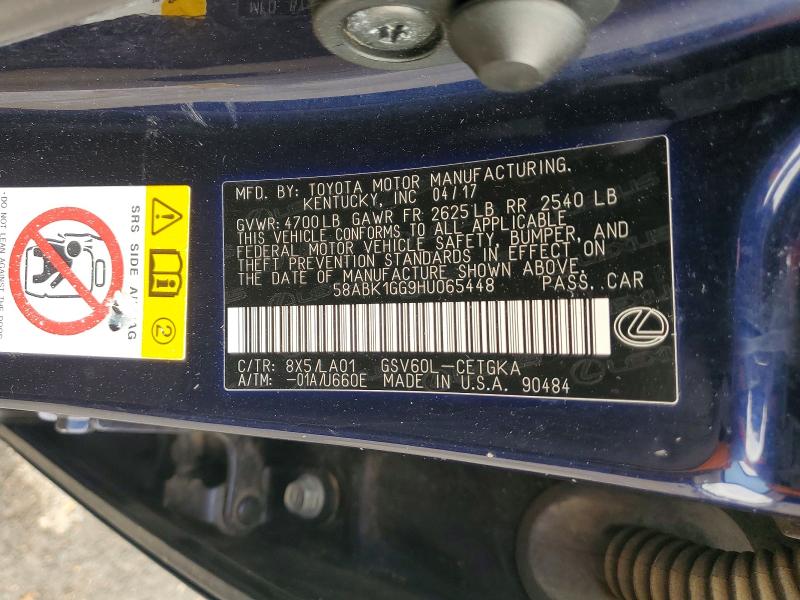 Продаж на аукціоні авто 2017 Lexus Es, vin: 58ABK1GG9HU065448, номер лоту: 57937706