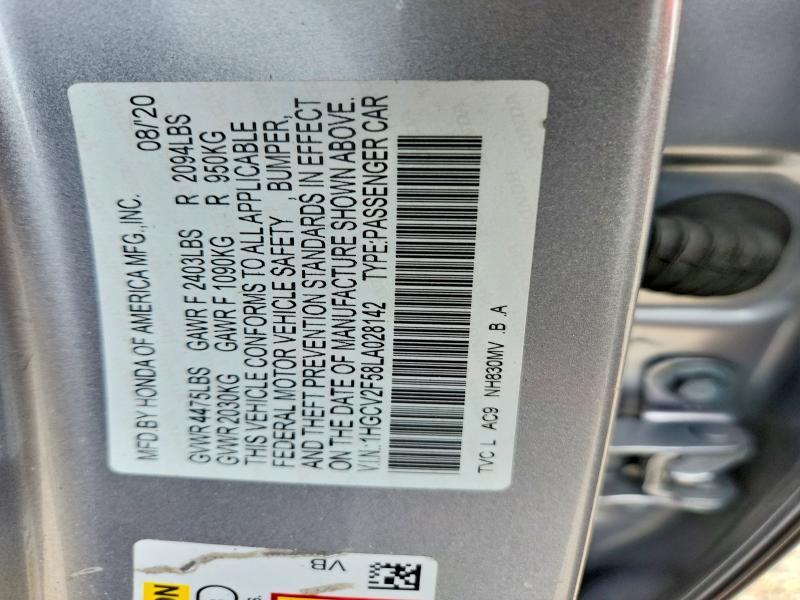 Продажа на аукционе авто 2020 Honda Accord, vin: 1HGCV2F58LA028142, номер лота: 58497896