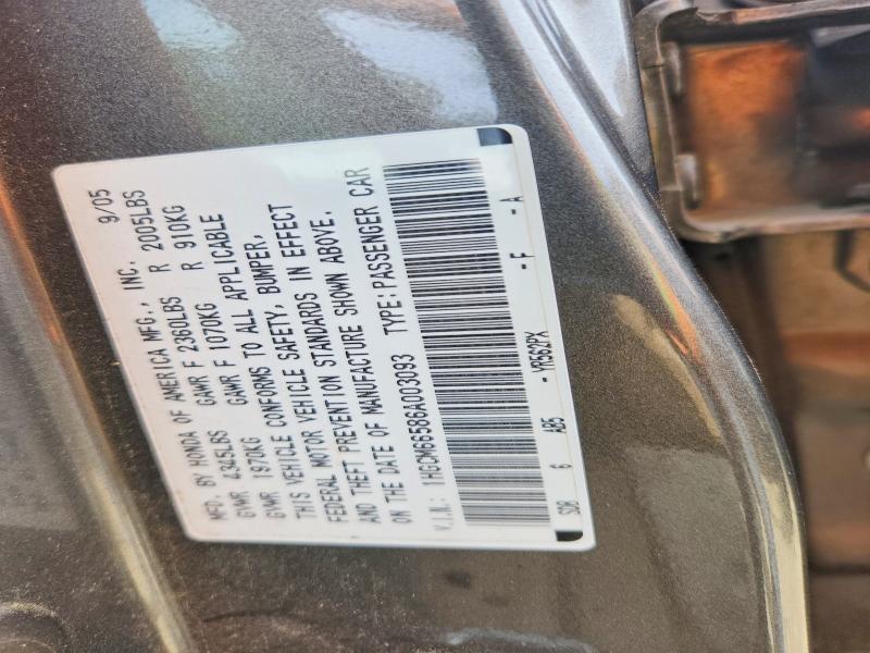 Aukcja sprzedaży 2006 Honda Accord, vin: 1HGCM66586A003093, numer aukcji: 56329906