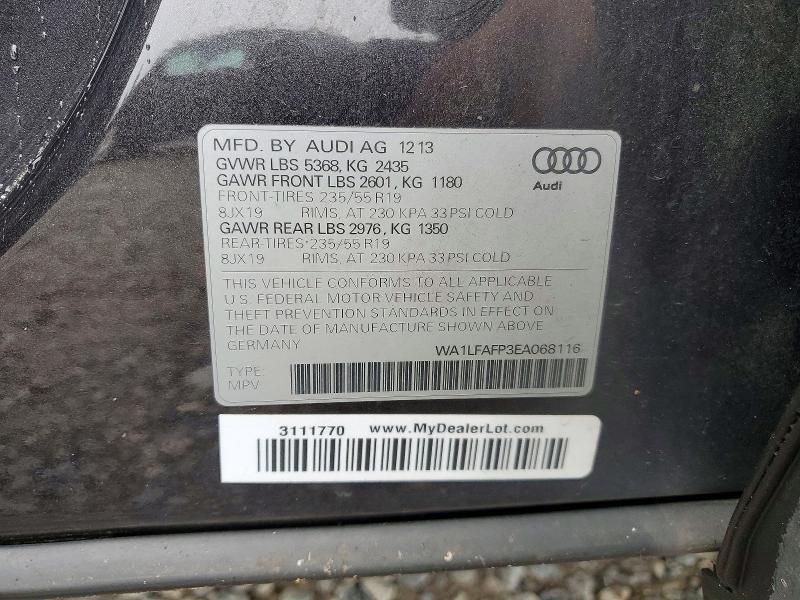 Продаж на аукціоні авто 2014 Audi Q5, vin: WA1LFAFP3EA068116, номер лоту: 56423606