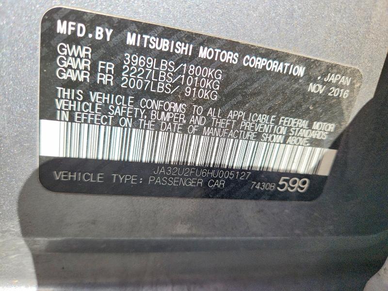 Продажа на аукционе авто 2017 Mitsubishi Lancer, vin: JA32U2FU6HU005127, номер лота: 56290696