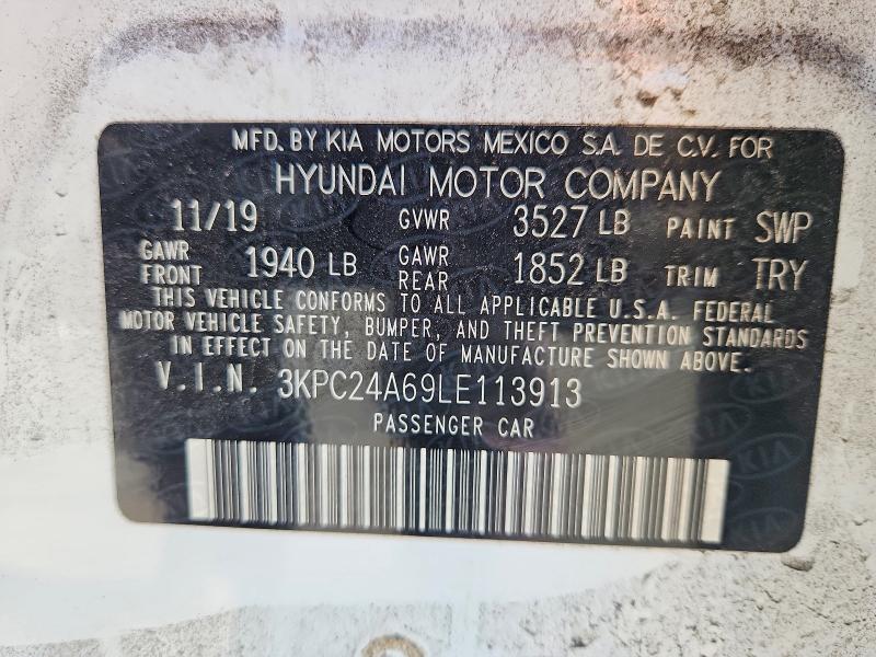Продажа на аукционе авто 2020 Hyundai Accent, vin: 3KPC24A69LE113913, номер лота: 58706156