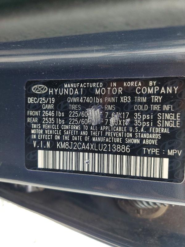 Продаж на аукціоні авто 2020 Hyundai Tucson, vin: KM8J2CA4XLU213886, номер лоту: 58195336