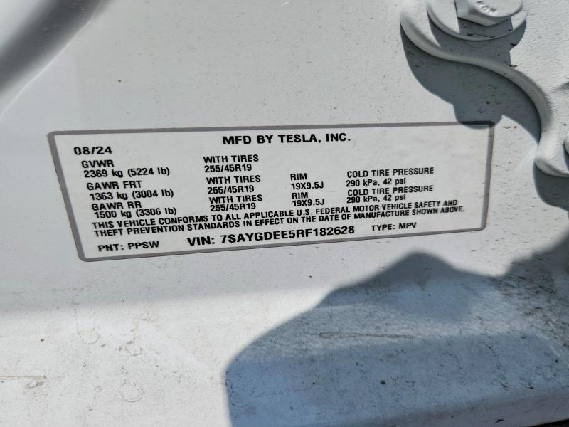 2024 Tesla Model Y მანქანა იყიდება აუქციონზე, vin: 7SAYGDEE5RF182628, აუქციონის ნომერი: 56844976