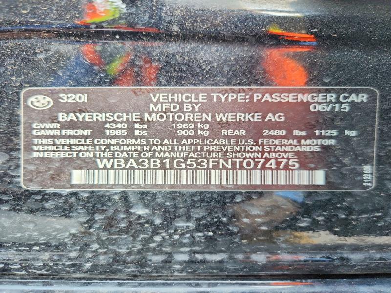 Aukcja sprzedaży 2015 Bmw 320, vin: WBA3B1G53FNT07475, numer aukcji: 58536166
