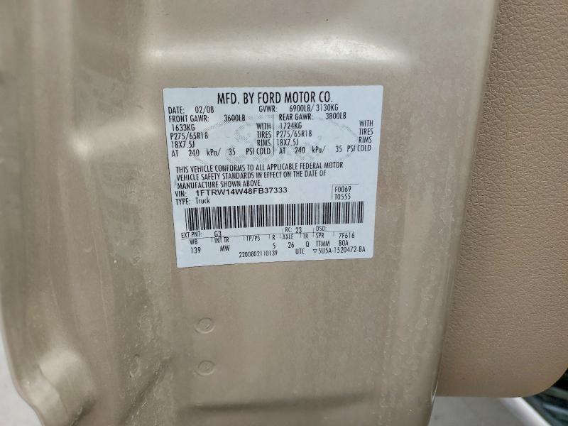 Aukcja sprzedaży 2008 Ford F150, vin: 1FTRW14W48FB37333, numer aukcji: 56065566
