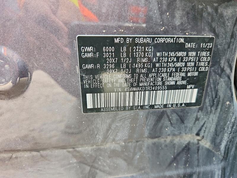 Продаж на аукціоні авто 2024 Subaru Ascent, vin: 4S4WMAKD1R3409555, номер лоту: 55515006