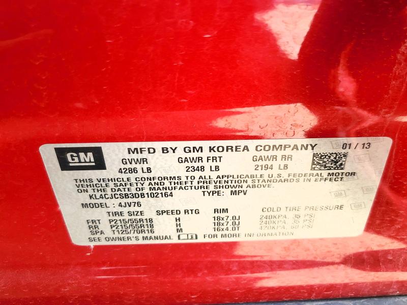 59075576 :رقم المزاد ، KL4CJCSB3DB102164 vin ، 2013 Buick Encore مزاد بيع