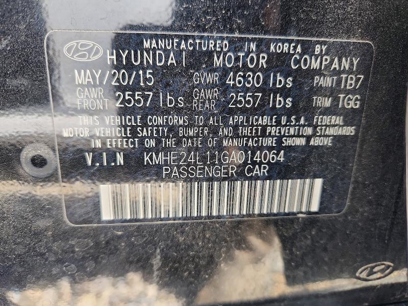 2016 Hyundai Sonata Hybrid მანქანა იყიდება აუქციონზე, vin: KMHE24L11GA014064, აუქციონის ნომერი: 52739426