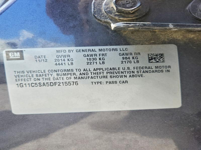 Aukcja sprzedaży 2013 Chevrolet Malibu, vin: 1G11C5SA5DF215576, numer aukcji: 56951626