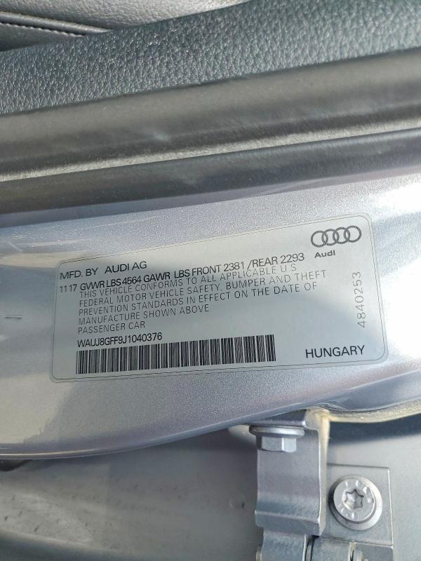 Продаж на аукціоні авто 2018 Audi A3, vin: WAUJ8GFF9J1040376, номер лоту: 56742666