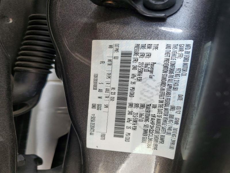 57018366 :رقم المزاد ، 1FAHP3H22CL360384 vin ، 2012 Ford Focus مزاد بيع