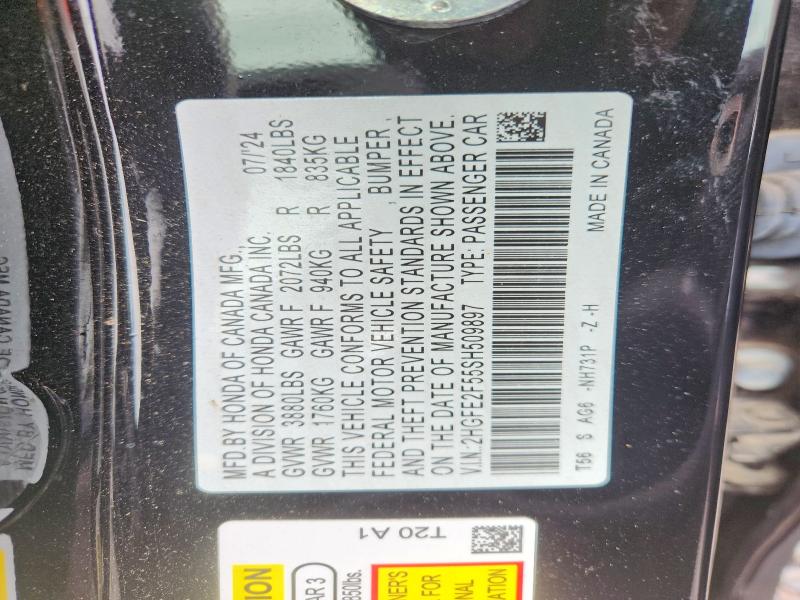 Aukcja sprzedaży 2025 Honda Civic, vin: 2HGFE2F55SH509897, numer aukcji: 57206906