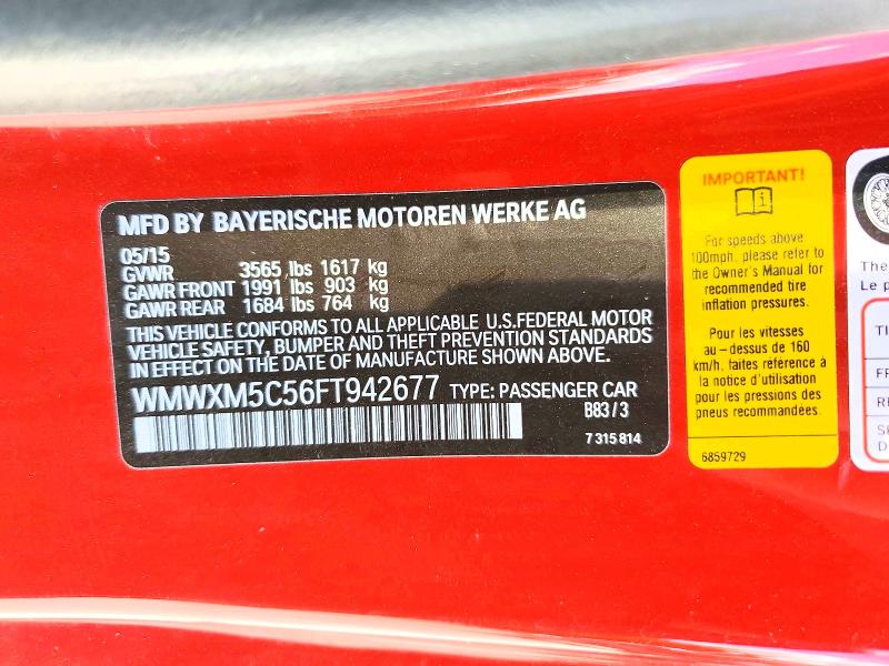 Продаж на аукціоні авто 2015 Mini Cooper, vin: WMWXM5C56FT942677, номер лоту: 58304676