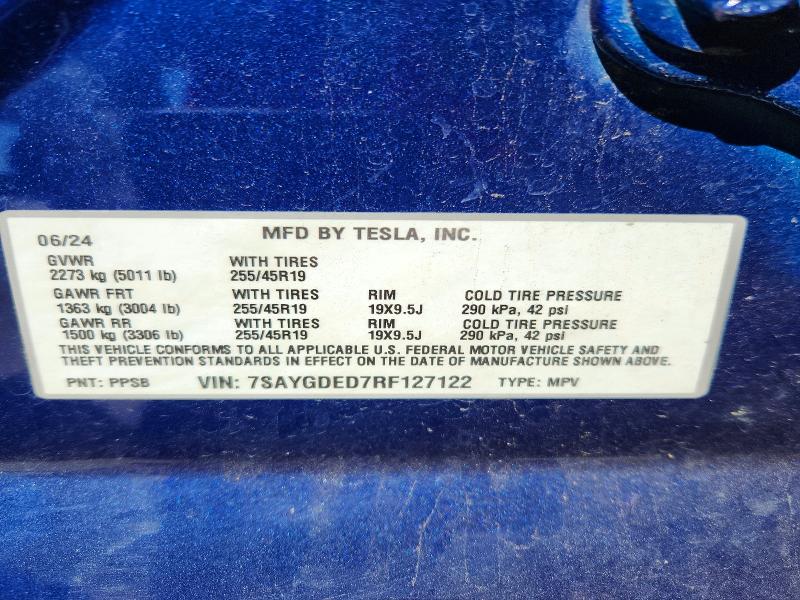 Aukcja sprzedaży 2024 Tesla Model Y, vin: 7SAYGDED7RF127122, numer aukcji: 55529356