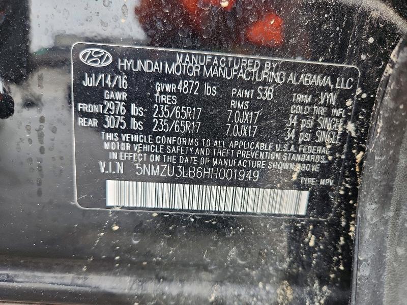 Продаж на аукціоні авто 2017 Hyundai Santa Fe Sport, vin: 5NMZU3LB6HH001949, номер лоту: 56332076