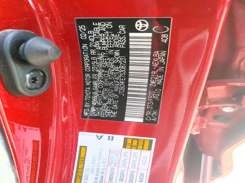 Aukcja sprzedaży 2025 Toyota Corolla Hybrid, vin: JTDBCMFE7S3087231, numer aukcji: 55860236