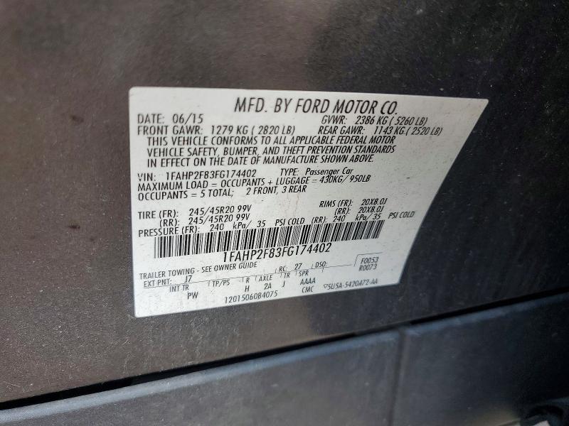 Продажа на аукционе авто 2015 Ford Taurus, vin: 1FAHP2F83FG174402, номер лота: 58616176
