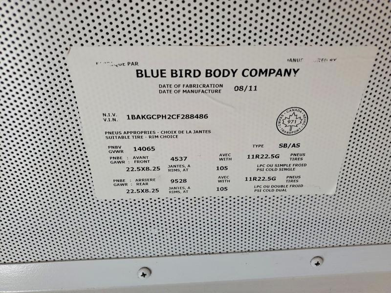 Aukcja sprzedaży 2012 Bluebird Vision, vin: 1BAKGCPH2CF288486, numer aukcji: 52385166