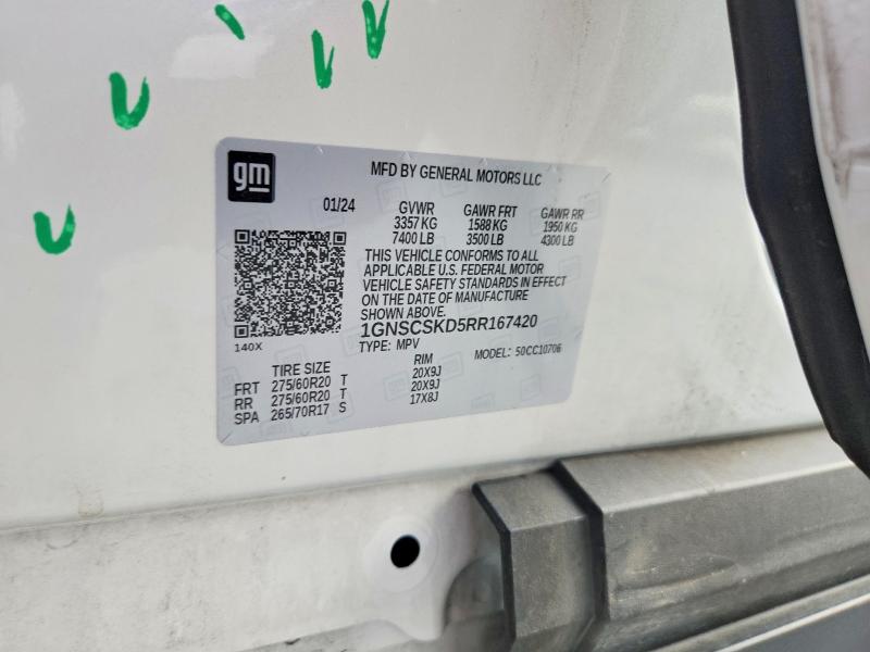 Aukcja sprzedaży 2024 Chevrolet Tahoe, vin: 1GNSCSKD5RR167420, numer aukcji: 57474186
