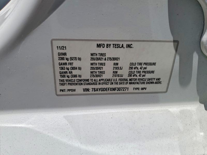 55814436 :رقم المزاد ، 7SAYGDEFXNF307271 vin ، 2022 Tesla Model Y مزاد بيع
