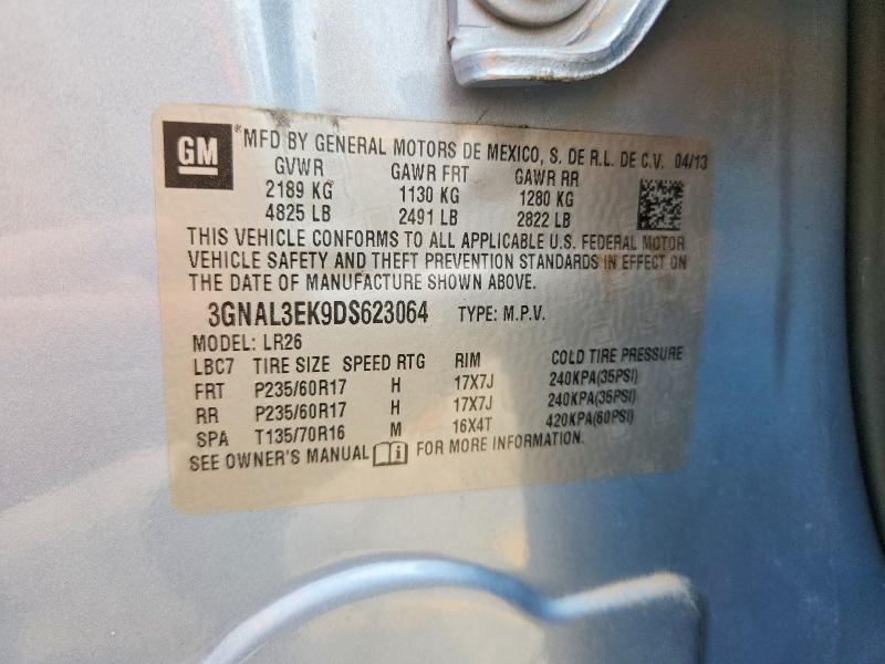 2013 Chevrolet Captiva მანქანა იყიდება აუქციონზე, vin: 3GNAL3EK9DS623064, აუქციონის ნომერი: 54923186