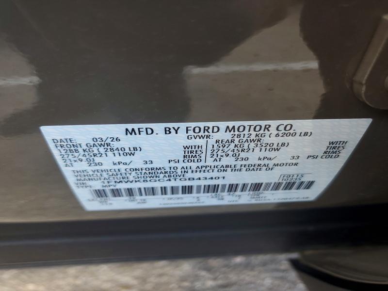 2026 Ford Explorer მანქანა იყიდება აუქციონზე, vin: 1FMWK8GC4TGB43401, აუქციონის ნომერი: 57126836