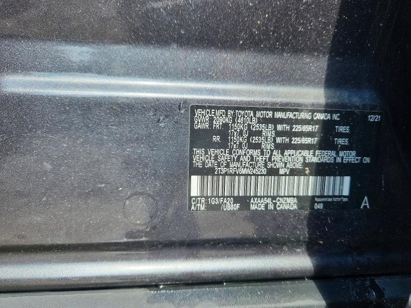 Продажа на аукционе авто 2021 Toyota Rav4, vin: 2T3P1RFV6MW245230, номер лота: 58059976