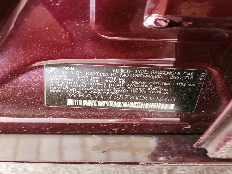 56431946 :رقم المزاد ، WBAVC73578KX91668 vin ، 2008 Bmw 328 مزاد بيع