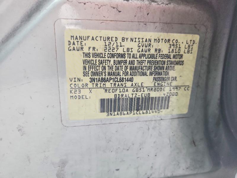 Aukcja sprzedaży 2012 Nissan Sentra, vin: 3N1AB6AP1CL681440, numer aukcji: 56419006