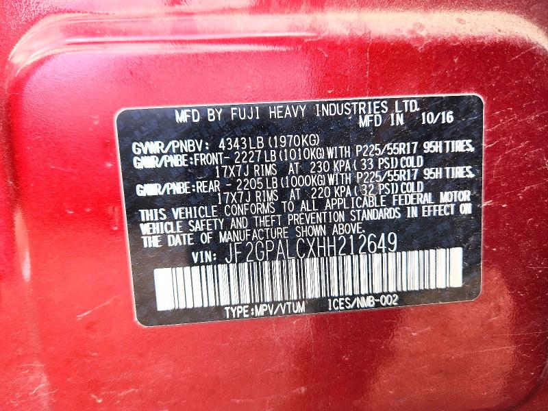 Продажа на аукционе авто 2017 Subaru Crosstrek, vin: JF2GPALCXHH212649, номер лота: 57121946