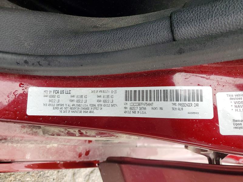 Aukcja sprzedaży 2015 Chrysler 200, vin: 1C3CCCBB7FN754047, numer aukcji: 57402586