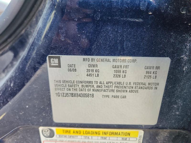 2008 Chevrolet Malibu მანქანა იყიდება აუქციონზე, vin: 1G1ZJ57BX84305818, აუქციონის ნომერი: 56117046