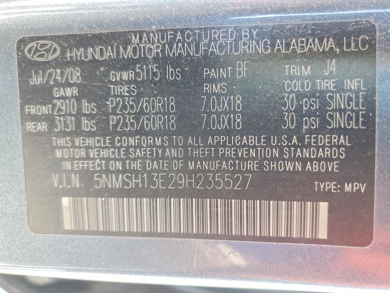 Продажа на аукционе авто 2009 Hyundai Santa Fe, vin: 5NMSH13E29H235527, номер лота: 57599966