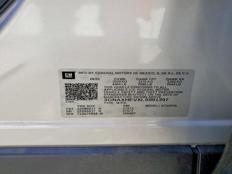 Продажа на аукционе авто 2020 Chevrolet Equinox, vin: 3GNAXHEVXLS691397, номер лота: 57158556