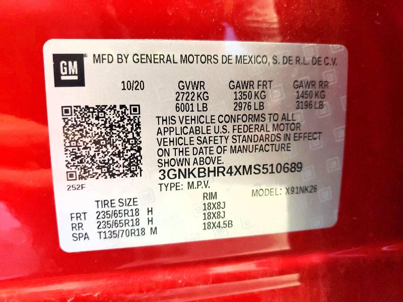 Продажа на аукционе авто 2021 Chevrolet Blazer, vin: 3GNKBHR4XMS510689, номер лота: 59297996