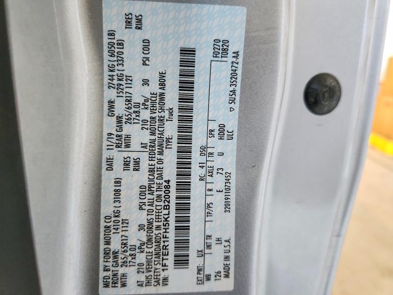 2019 Ford Ranger მანქანა იყიდება აუქციონზე, vin: 1FTER1FH5KLB20084, აუქციონის ნომერი: 57937416