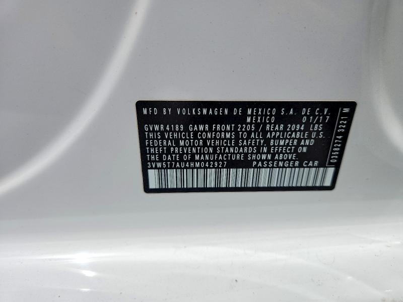 54906226 :رقم المزاد ، 3VW5T7AU4HM042927 vin ، 2017 Volkswagen Gti مزاد بيع