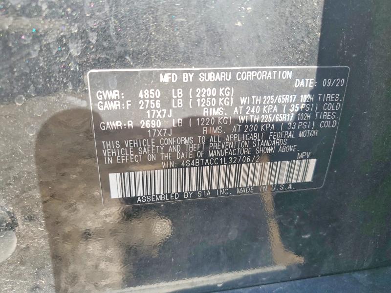Продажа на аукционе авто 2020 Subaru Outback, vin: 4S4BTACC1L3270672, номер лота: 56797596