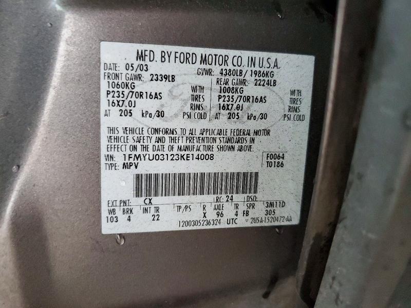 Продажа на аукционе авто 2003 Ford Escape, vin: 1FMYU03123KE14008, номер лота: 57250836