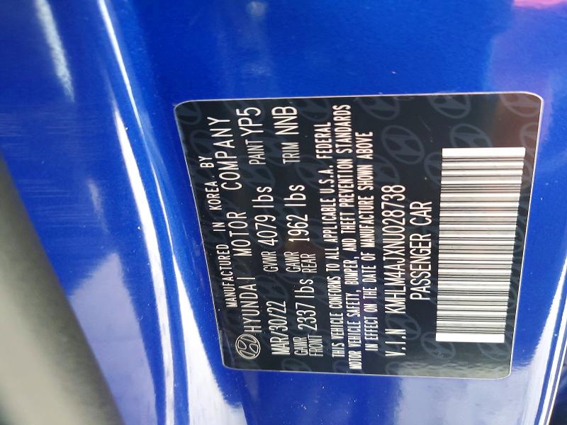Продаж на аукціоні авто 2022 Hyundai Elantra, vin: KMHLM4AJXNU028738, номер лоту: 55960356