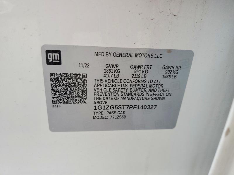 2023 Chevrolet Malibu მანქანა იყიდება აუქციონზე, vin: 1G1ZG5ST7PF140327, აუქციონის ნომერი: 56896076