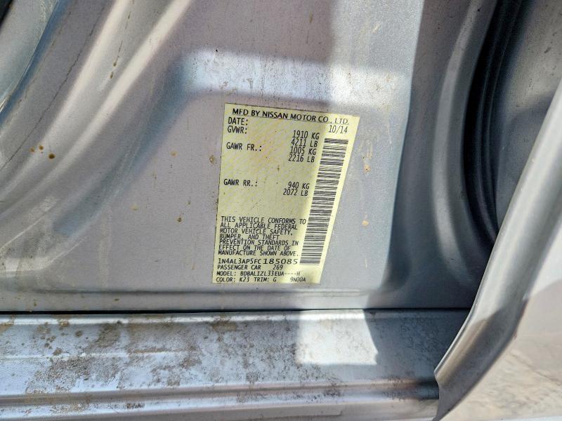 58951706 :رقم المزاد ، 1N4AL3AP5FC185085 vin ، 2015 Nissan Altima مزاد بيع