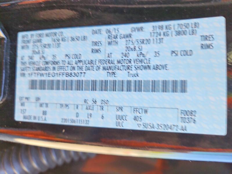 Продаж на аукціоні авто 2015 Ford F150, vin: 1FTFW1EG1FFB83077, номер лоту: 58121586