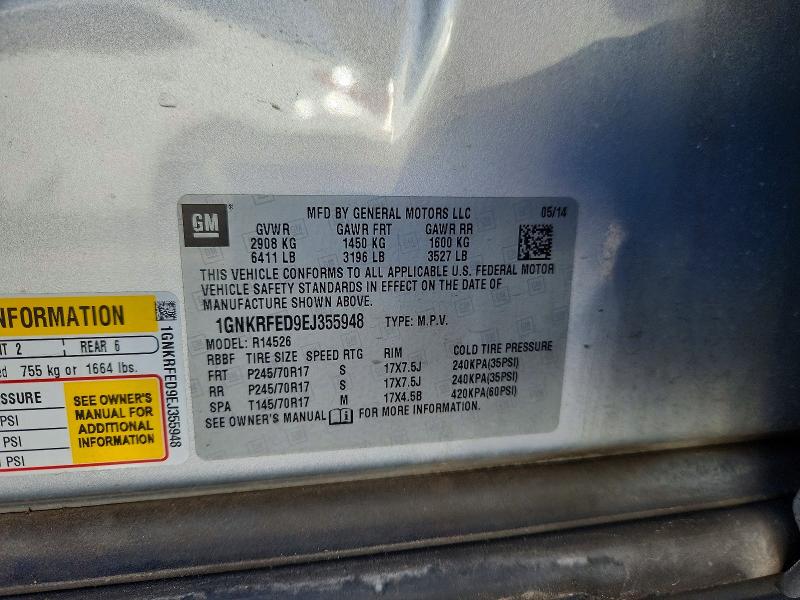 Продаж на аукціоні авто 2014 Chevrolet Traverse, vin: 1GNKRFED9EJ355948, номер лоту: 56691356