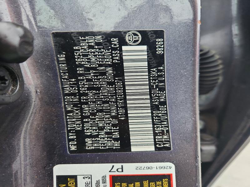 Aukcja sprzedaży 2014 Toyota Camry, vin: 4T1BF1FK1EU820671, numer aukcji: 56424506