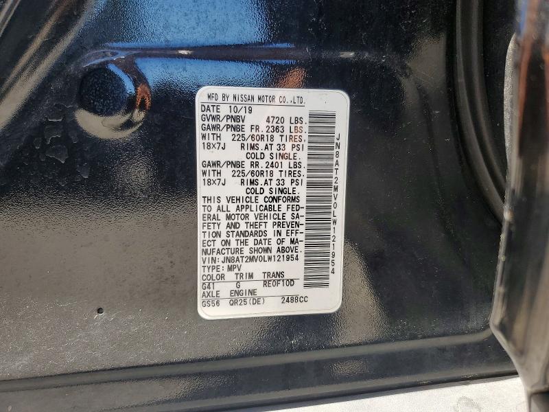 2020 Nissan Rogue მანქანა იყიდება აუქციონზე, vin: JN8AT2MV0LW121954, აუქციონის ნომერი: 55721436