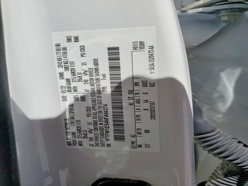 Aukcja sprzedaży 2022 Ford F150, vin: 1FTFW1E54NFA94374, numer aukcji: 56347076